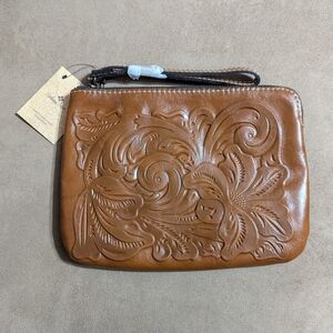 Patricia Nash Brown Embossed Leather Clutch